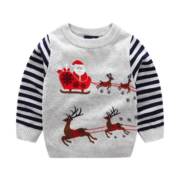 Boys Cute Cartoon Sweaters Christmas Autumn Winter 2019 Boy Pullover Knitted Casual Sweater Children Long Sleeve Toddler Tops CJ191222