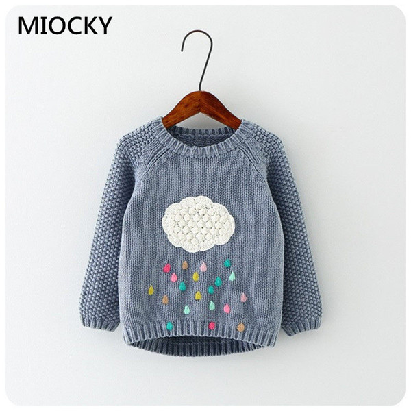 new Autumn cartoon baby girls sweater cloud raindrops kids clothes children sweater warm long sleeve for girls knitwear E0227