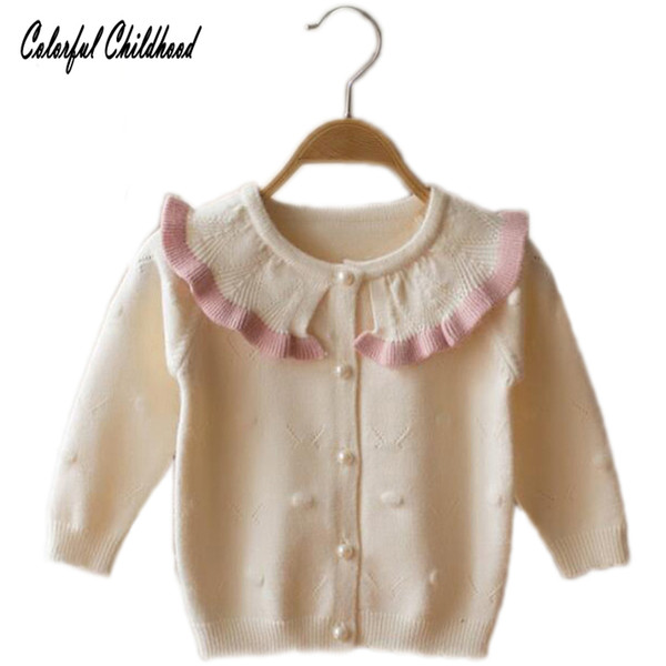 Pullover Baby Kids Girls Cardigan Sweaters Ruffle collar princess outwear Christmas Girl Winter Candy color Soft Sweater Clothes