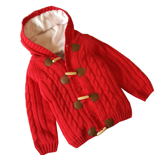 Children Sweaters Kids Coat Fashion Solid Color Cardigan Sweater Coat with Buttons Kids Hooded Outwear Boys and Girls Clothes Hot Sale