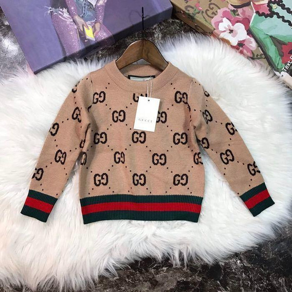 2d79 2018ins Autumn And Winter Sweater Pure Cotton Round Neck Sweater Children kids knitted clothes