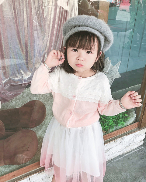 Wholesal- Cute Kids Girl Knit Cardigan Buttons Toddlers Girl Wave Shaped Sweater Jacket Outerwear Children Clothing Baby Tops boys Coats