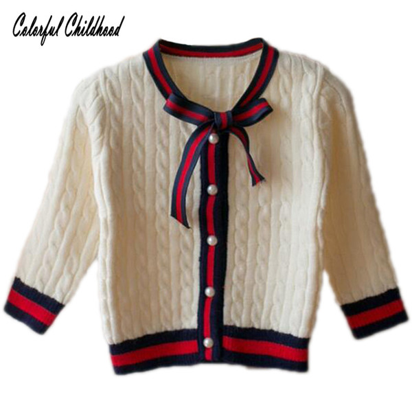 Spring Baby Girl Sweater Knitted Cardigan Christmas Kids Girls Autumn Winter stripe Tops Bow Toddler Sweaters Children Clothes