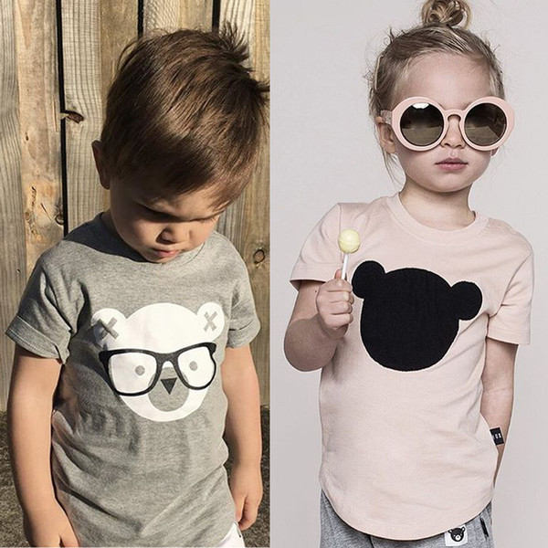 Kids T-Shirts Baby Boys Girls T-shirt Children Cotton Printed Shirt Tees Cotton Cartoon bear Tops Summer Clothes