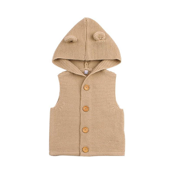 Baby Boys Girls Knitting Vest Kids' Sweaters Cute Ears Hooded Vest Warm Hooded Coat Children Cotton Vest Clothes Clothing