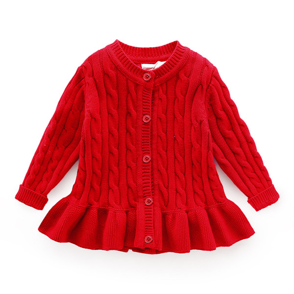 baby winter cardigan age for 1-8 simple thick warm kids sweaters 2018 new autumn baby knitted tops cute toddler girl red sweater