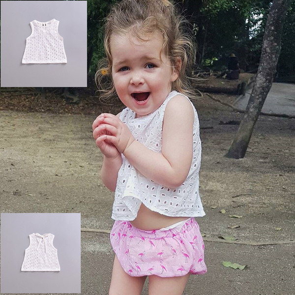 INS Baby Girls Tops Summer 2018 Infant Newborn Cotton Hollow White Tank Tops Tees Sleeveless Shirt Clothes Kids Clothing Y9