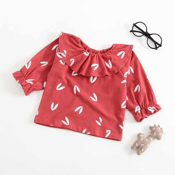 Best selling autumn new baby bottoming shirt T-shirt female baby cotton printed doll collar primer