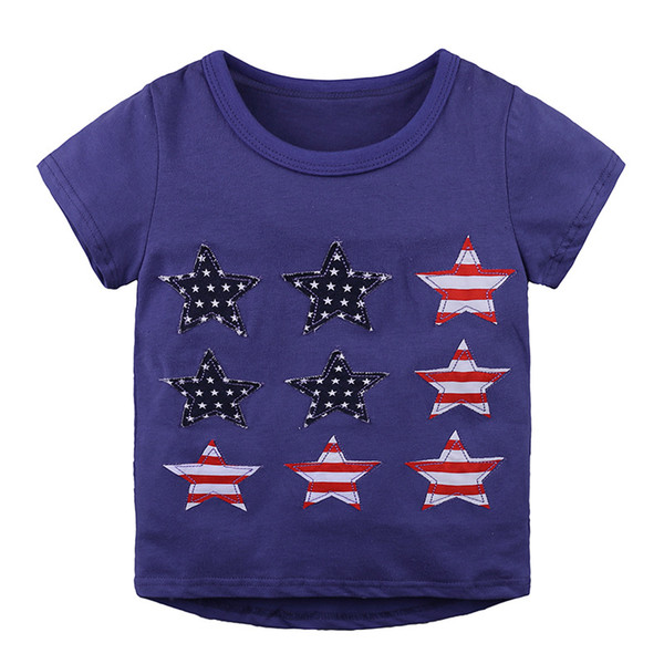 Kids T Shirt Boys T-shirt Baby Clothing Boy Summer Shirt Cotton Tees Cartoon Blue star Clothes boys pullover