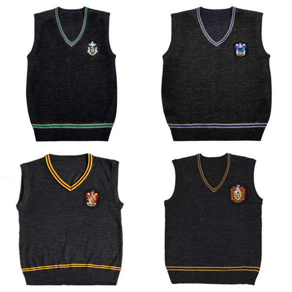 Harry Potter Sweater Vest V-neck COS Magic School Waistcoat Slytherin Gryffindor Ravenclaw Cosplay Costume Men Women Uniform Sweater XS-2XL