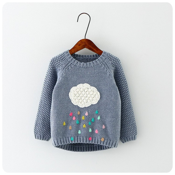 Toddler girls cloud rain sweater kids fall winter clothes children warm long sleeve Pullover for Little girls 2 3 4 5 6 years