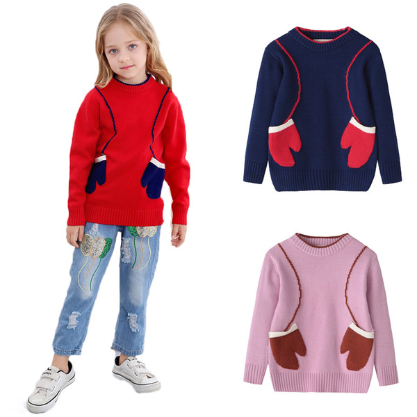 AiLe Rabbit New Autumn Winter Children's Wear Long Sleeve Sweater girls Soft Warm Fashion INS New Year Apparel Gloves