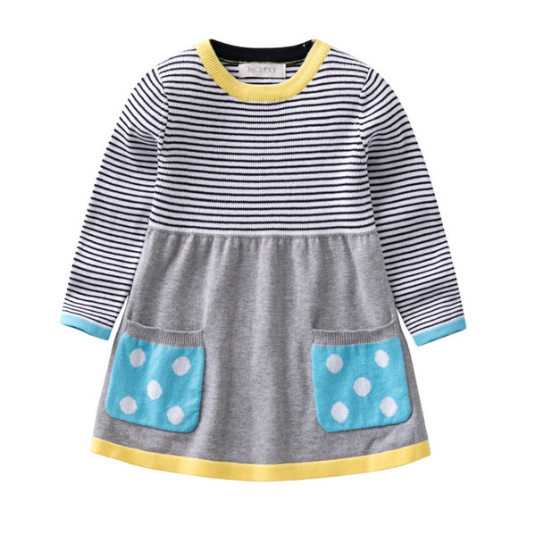 Children girls sweater dresses 2018 autumn winter new casual cotton knitted sweaters baby girl clothes for kids clothing toddler