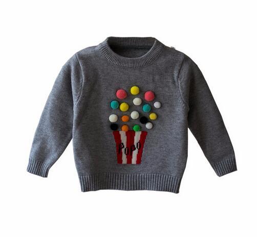 2018 Autumn Baby Girls Sweater Kids Knitwear Popcorn Sweaters For Girls Baby Knitted Sweater Pullover Clothes