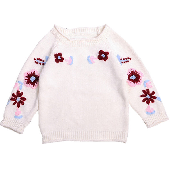 baby toddler girl embroidery flower long sleeve casual knitted pullover sweater infant little girls fashion spring fall sweaters