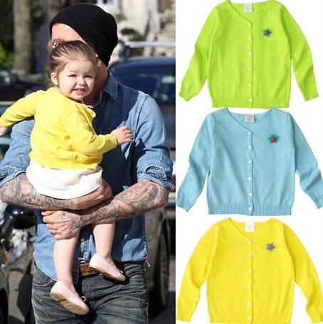 Harper Seven beckham same style kids cardigan sweaters for baby girls girls spring outerwear baby knit cardigan sweater with brooch flower