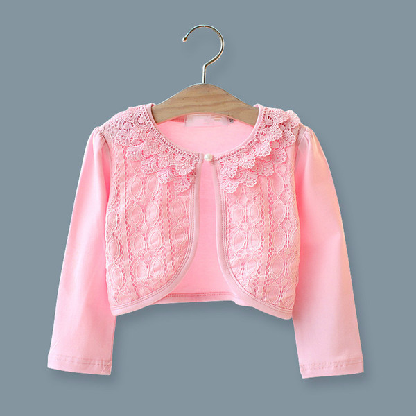 Spring 2018 big girls new children cotton cardigan small shawl lace cardigan sweater hot sale child clothing