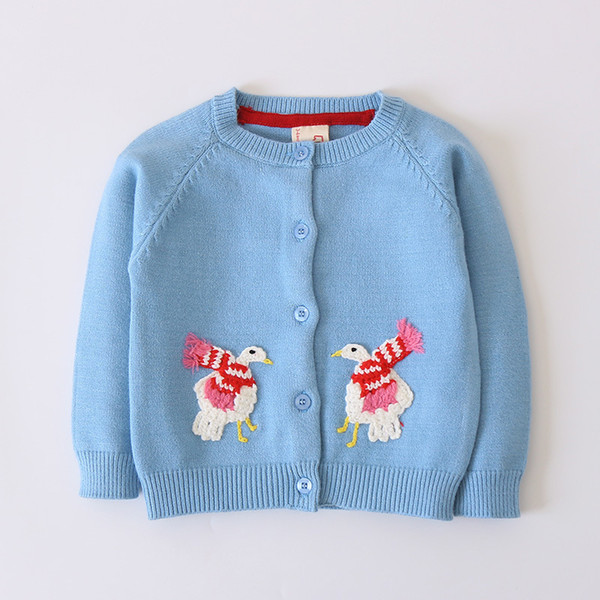 Baby Girls Sweaters Children Cotton Sweater Coats Princess Bird Emboridery 2019 New Arrival Christmas Clothes Cardigan Dropship