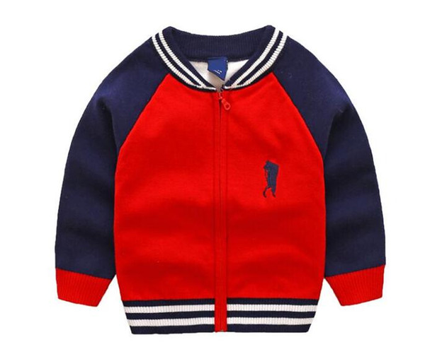 New Children's Top Clothes Baby Sweater Big Horse Embroidery Kids Outerwear Girl Sweater Boy Sweater V-neck Sweaters coat