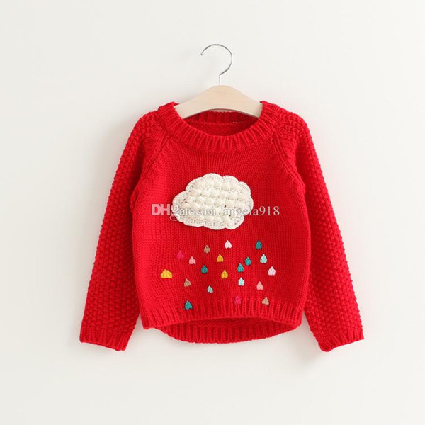 3 color Autumn Winter Fashion kid's jumper clothing cloud flower raindrops Patterns Sweater Baby Girl Long Sleeve knitting sweaters H08