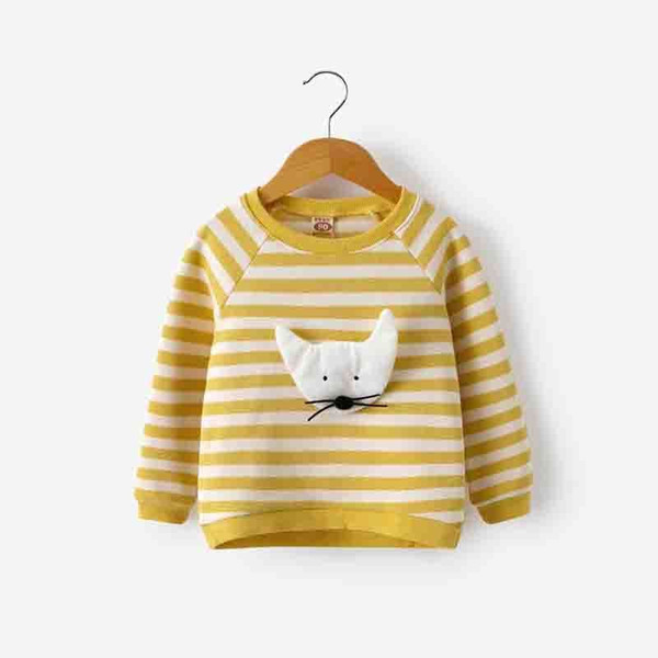 good quality Baby Girls Stripe Sweater 2018 Girls Casual Cartoon Cotton Sweaters Autumn New Knitted Kids Clothing Girls Pullover