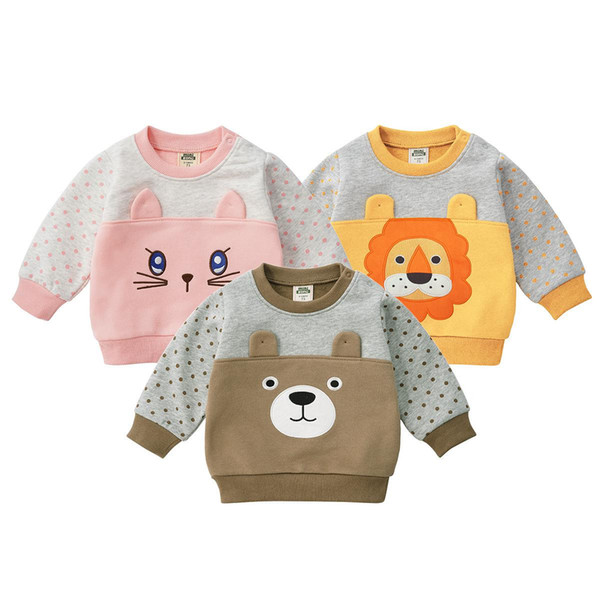 Newborn Baby Boys Girls Winter Cute Sweater 2019 New Baby Long Sleeved Casual T-shirt 1-2y Children Cartoon Animal Clothes Tops