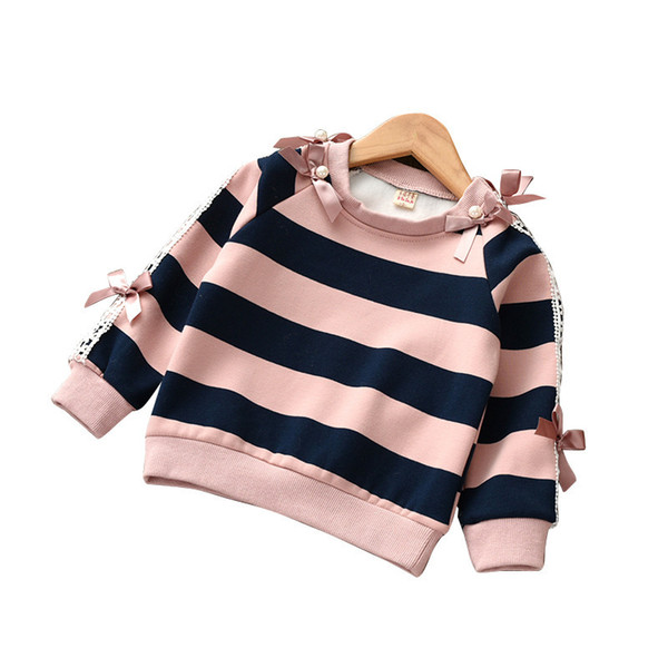 good quality Baby Girl Clothes Autumn Costume Children Clothing Long Sleeve Sweater Kids Tracksuit Toddler Striped Tops Outfits