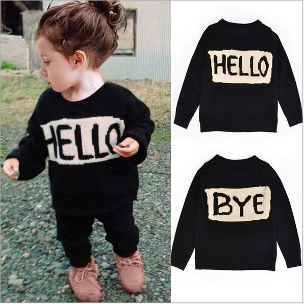 Kids Ins Knited Sweater Baby HELLO Bye Sweater Ins Pullover Winter Knited coats Fashion jackets Ins Sweatershirt Cardigans Jumpers A128 10