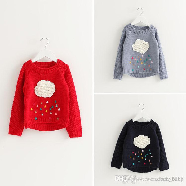 new winter cartoon baby girls sweater cloud raindrops kids clothes children sweater warm long sleeve for girls knitwear