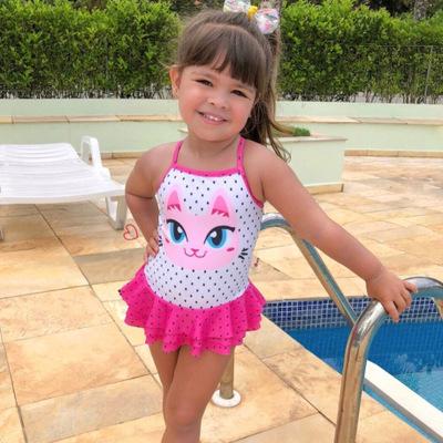 2018 Kids Baby Swimwear Bikini Girls Cartoon Cat Bikini Swimwear Polka Dot Swimming Costume Swimsuit