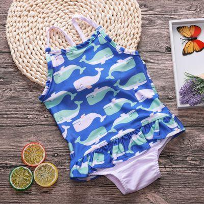 2018 Kids Baby Swimwear Bikini Girls 2-6years Whale Print Bikini Swimwear Bowknot Sling Swimming Costume Swimsuit