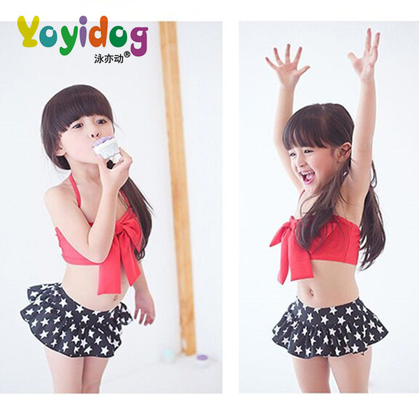 New Korean Baby Girls Bikini Kids Girl Swimwear Baby Swimsuit Ruffle/Bow Princess Three Pieces Swim Cute Clothing