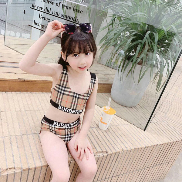 New arrive fashion brand Swimwear Kids Summer Girls Swimming Bikinis Set Two Pieces Baby Girls Bathing Suit Children