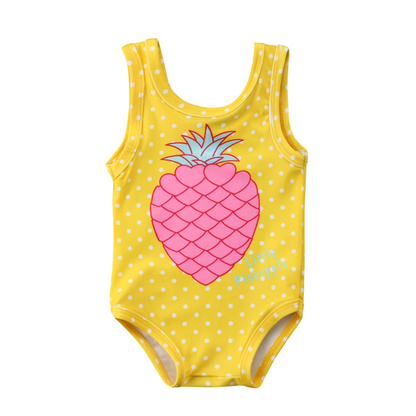 2019 Trendy Toddler Baby Girls clothes round neck cotton Pineapple print Tops sleeveless kids newborn cute Bodysuit One Pieces Swimwear