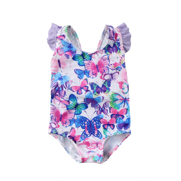 2019 Baby KId Girl Clothes Summer Bodysuits Bathing Swimwear One Pieces Suit Floral Bowkont Cap Short Style Baby KId Girl Clothes