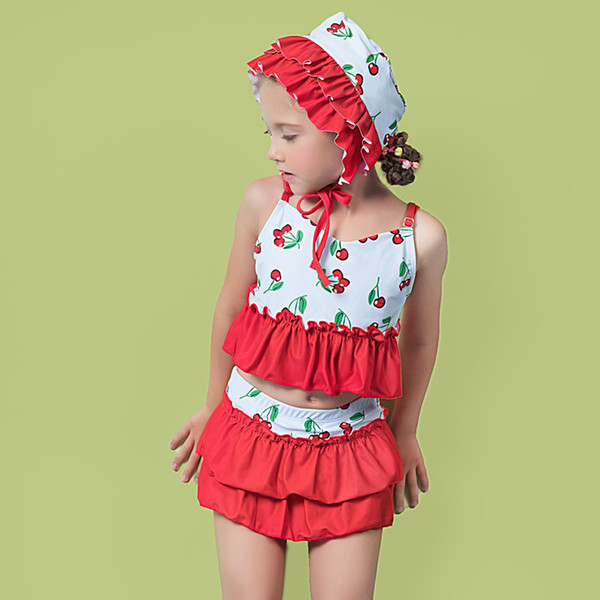 Children's Swimwear Baby Bikini 2019 Kids For Girls Child Female Girl Bubble Split Skirt Cap Adult Animal Polyester Sierra