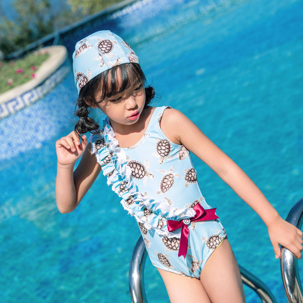 2019 Children One-piece Suits Bikini Set Kids Baby Girls Bowknot Little Turtle Swimwear Swimsuit Bathing Suit Costume Clothing