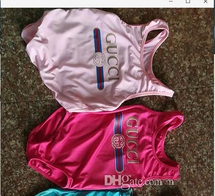 Ins best selling high end one -piece baby girls jumpsuits swimwear printing letter swimsuit kids beach clothing 2T-8T A-L1