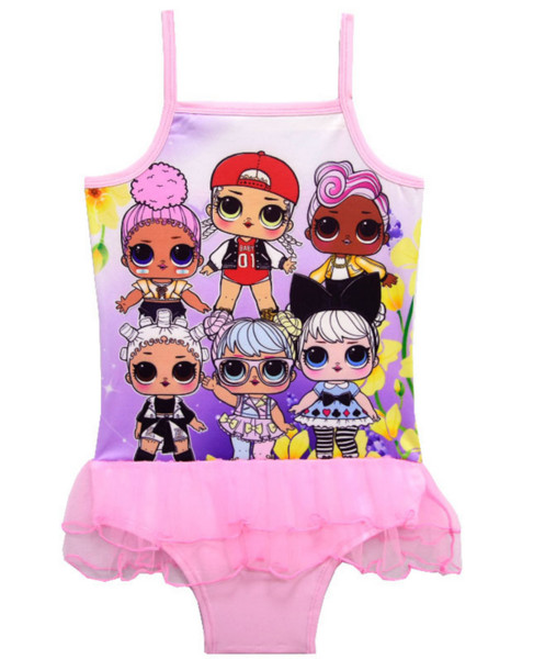 Cartoon dolls a girl's swimsuit foreign trade children's swimsuit children's one-piece gauze skirt 7959(5pcs/lot)