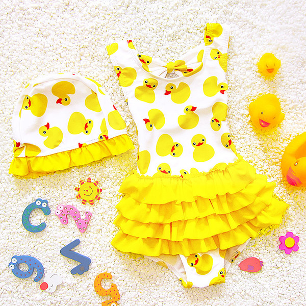 Yellow Duck Baby Swimming Clothing for Baby Girls Swimsuits Kids Bathing Suit Beachwear Swimwear Teenagers Children