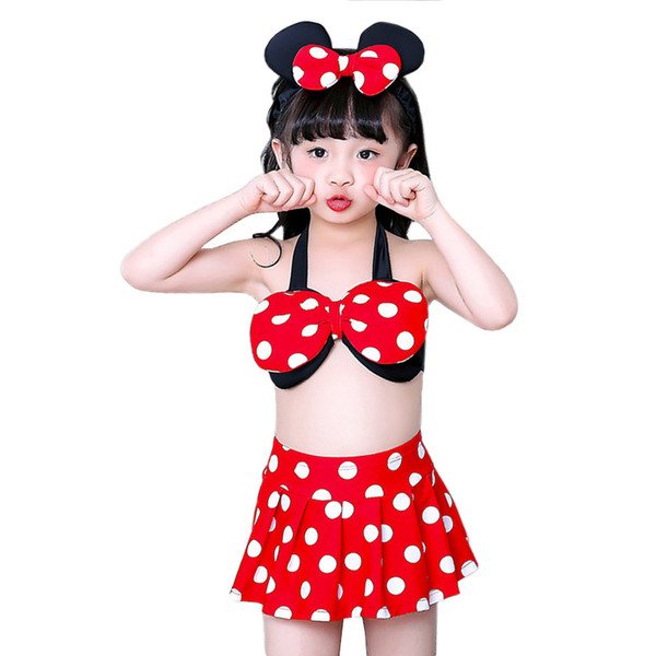 Baby Girl Bikini Set Swimsuit Lovely Cute Carton Swimwear Bowtie Lovely Polka Dot Babies Bathing Suit Free Shipping