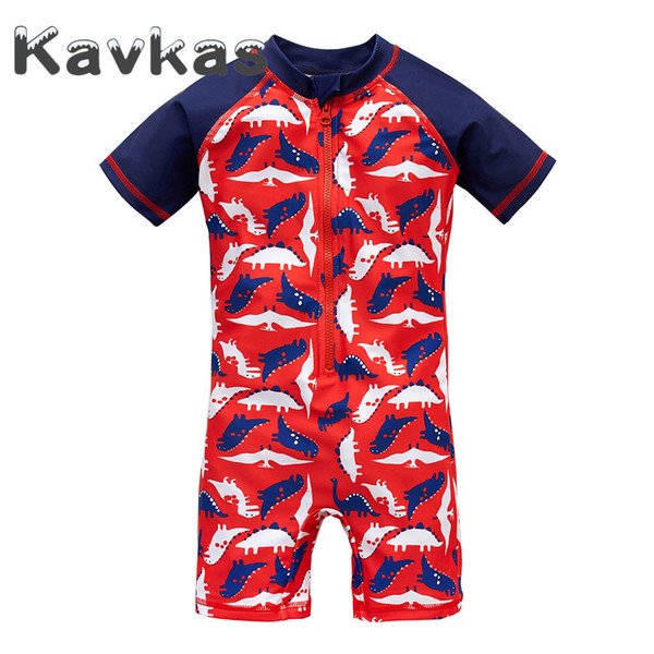 Kavkas 2019 Summer Boy Rash Guards Swimwear Cartoon Design 1-8T Polyester Beach Wear Elastic bebes Baby Clothing