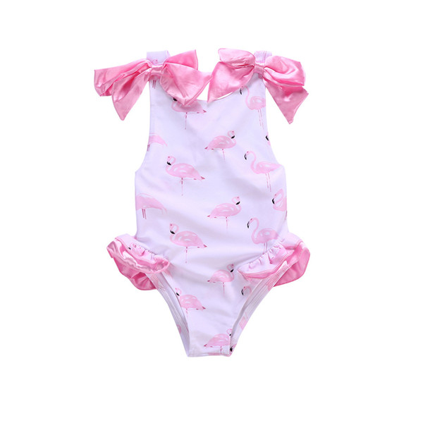 Baby Girl Clothes Swimwear Flamingo Print Bikini Swimsuit Beachwear Bathing Suit Bowknot Summer Sleeveless 1-5Y