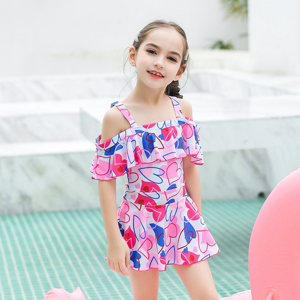 New Children's Swimwear Fashion Cute Girl One-piece Dress Swimsuit Big Size Girl Swimsuit