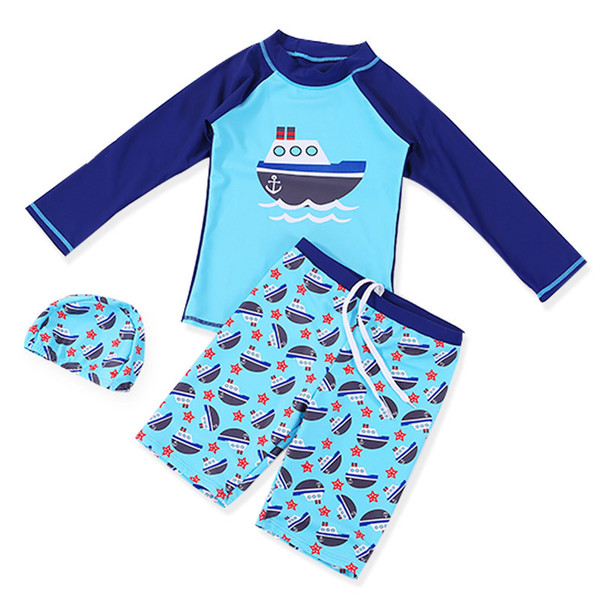 New 3Pcs Swimwear Kids Boy Swimming Costume Boy Swimsuit Kids Rash Guard Surfing Costume Beachwear Boys Clothes Set Bathing Suit