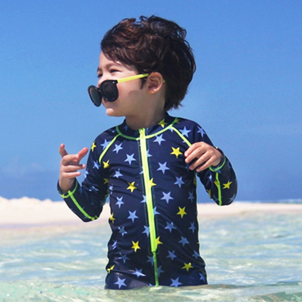 Kids Swimwear Baby Boys Swimsuit Children Two Piece Beach New Summer Cartoon Flowers Hear Star Beach Swimming wear