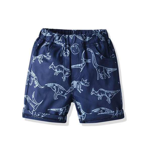 Summer Boy Pants Childrens Casual Pants Childrens Clothing Elastic Pants Children Beach Boys Dinosaur Knee-Length Shorts