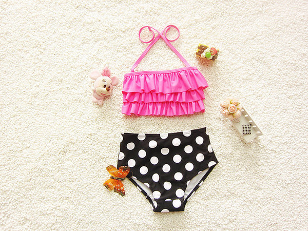 Kids Swimming New arrival Swimwear Kids Swimming Bikinis Set Two Pieces Baby Girls Bathing Suit Children Dot Swimsuit