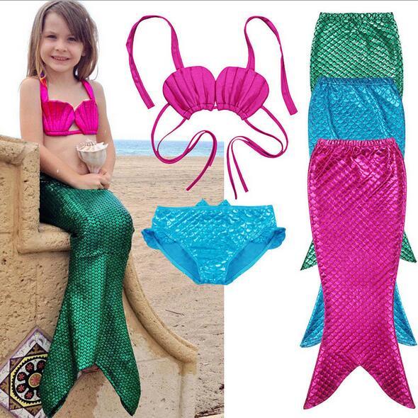 3PCS/SET Girl Swimwear Children Girl Swimsuit Bikini Mermaid Swim Kids Grils Summer Wear Two-Pieces Swimwear Bathing Suit Beach Wear HOT