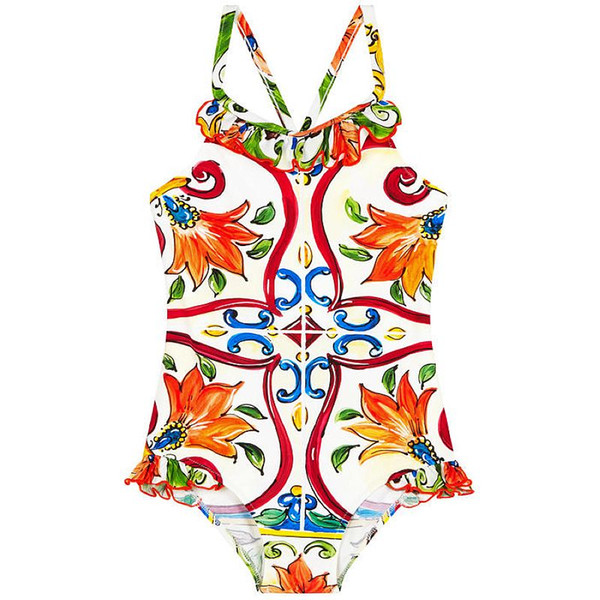 Baby Swimsuit Girls Clothes Floral Kids Swimwear Baby One Piece 2018 Brand Toddler Summer Swimwear Children Clothing 80-130cm